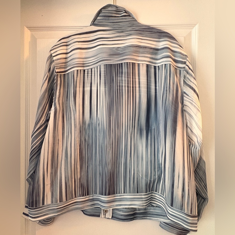 Marla Wynne Layers Chiffon Jacket
Chic Blue and White Striped Shirt Jacket - Picture 4 of 5